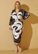 Swirl Faux Wrap Midaxi Dress, Black White image number 0