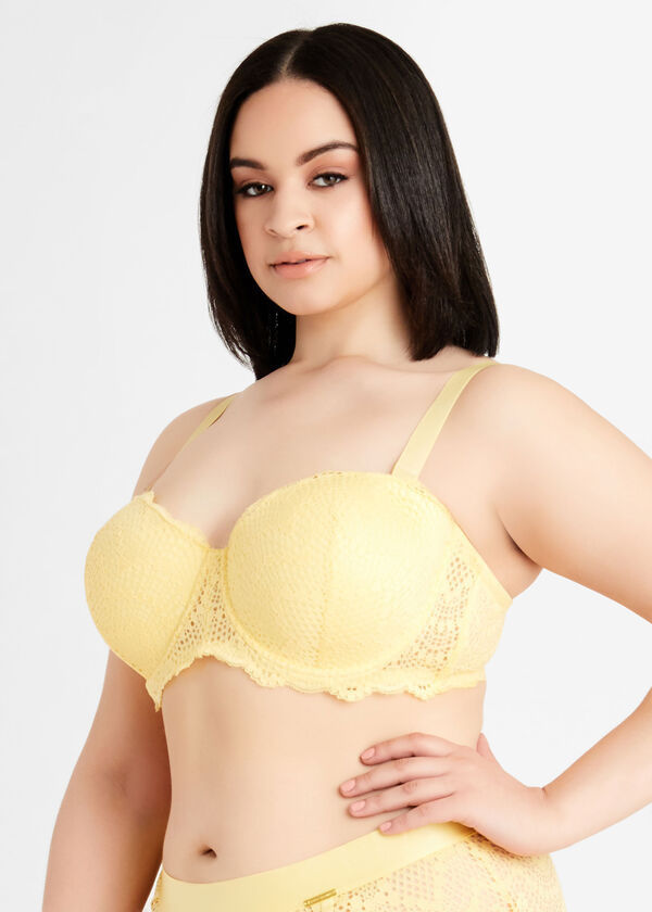 Convertible Lace Underwire Bra, Yellow image number 1
