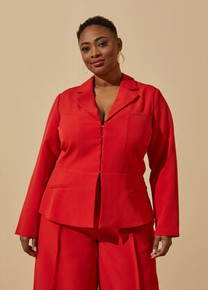 Corseted Sweetheart Blazer, Barbados Cherry image number 0