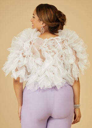 Ruffled Organza Top, White image number 1