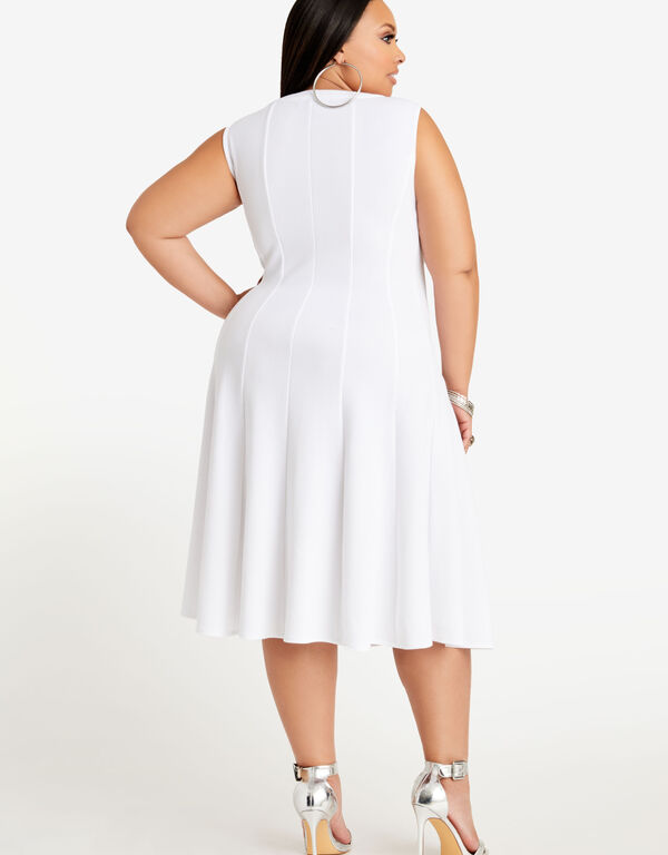 Ring Keyhole Pique A Line Dress, White image number 1