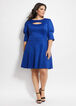 Cutout Fit & Flare Scuba Dress, Royal Blue image number 0