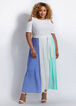 Plus Size Belted Cold Shoulder Colorblock Plisse Maxi Spring Dresses image number 0