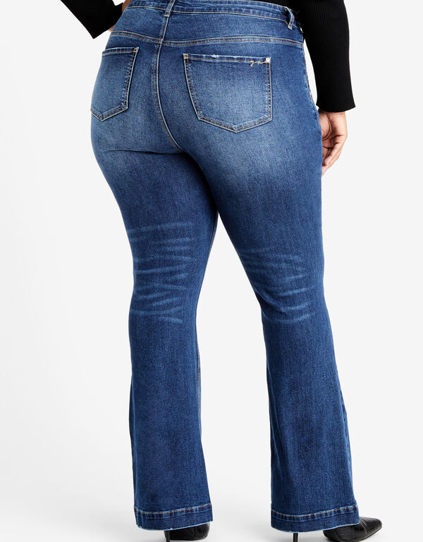 Ultra High Waist Curvy Flare Jean, Dk Rinse image number 1