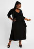 Belted Knit Wrap Maxi Dress, Black image number 0