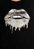 Sequin Dripping Lip Athletic Tee, Black image number 3