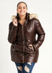 Quilted Faux Fur Trim Hooded Coat, Coffee Bean image number 2