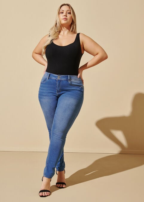 Jeans for Women Plus Size Women's Jeans Plus High Waist Ripped Skinny Jeans  Fashion Plus Size Denim Pants Jeans (Color : Medium Wash, Size : X-Large)  at  Women's Jeans store