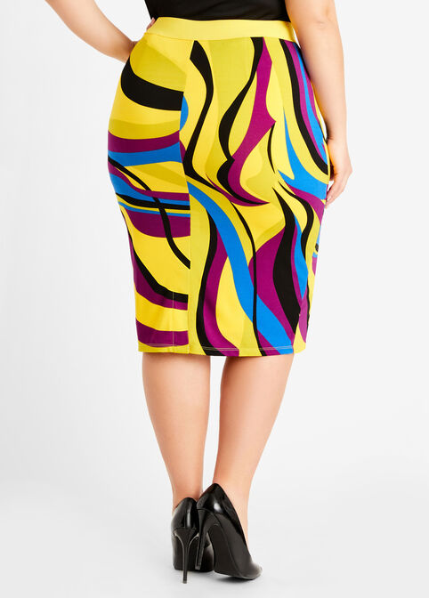 Signature Abstract Pencil Skirt, Purple Magic image number 1