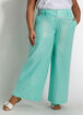 Plus Size Linen High Rise Metallic Silver Coated Wide Leg Pull On Pant image number 0