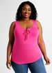 Plus Size Basic Stretch Knit Scoop Neck Edgy Lace Up Tank Fitted Tops image number 0