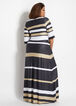 Striped Crossover Waist Maxi Dress, Black Combo image number 1