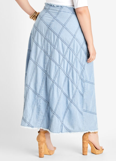 A Line Maxi Denim Skirt, Blue image number 1