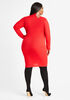 Rib Knit Zip Front Bodycon Dress, Red image number 1