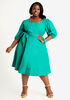 Cotton Fit n Flare Dress, ULTRA MARINE GREEN image number 0