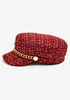 Metallic Plaid Tweed Cabbie Hat, Barbados Cherry image number 1