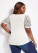 Sequin Mesh Front Puff Sleeve Top, Multi image number 1