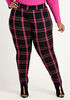 Plaid Knitted Leggings, Fuchsia Red image number 0