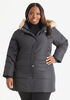 Faux Fur Trim Hooded Puffer Coat, Black image number 3