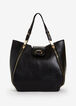 Large Faux Leather Hobo Bag, Black image number 0