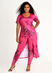Trendy Plus Size Graffiti Crossover Duster Top Legging Two Piece Set image number 0