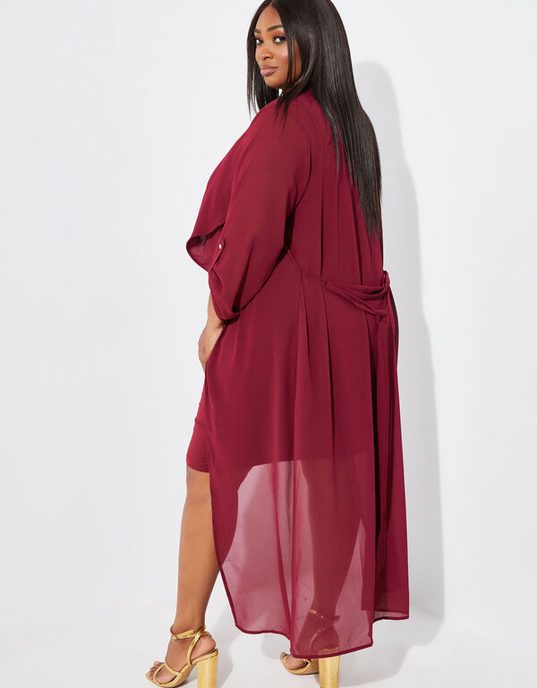 Belted Crepe De Chine Duster, Rhododendron image number 1