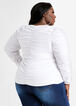 Ruched Poplin Keyhole Top, White image number 1
