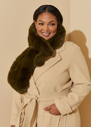 Pull Through Faux Mink Scarf, Green image number 0