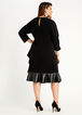 Ruffle Leather Trim Keyhole Dress, Black image number 1