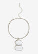 Silver Tone Double Stone Necklace, White image number 0