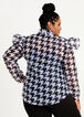 Houndstooth Sheer Tie Neck Blouse, Black White image number 1