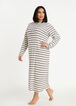 Plus Size Cozy Lounge Fuzzy Alpaca Hoodie Sweater Stripe Maxi Dress image number 0