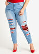 Plus Size Sequin Distressed Curve Boost High Waist Skinny Jeans image number 0