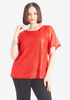 Sequin Paneled Stretch Knit Top, Barbados Cherry image number 0