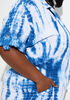 Tie Dyed Linen Blend Romper, Lapis Blue image number 2