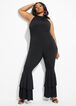 Trendy Plus Size Sleeveless Halter Mock Tier Flared Party Jumpsuits image number 0