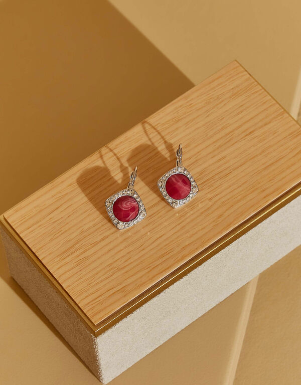 Crystal And Stone Drop Earrings, Blush image number 0
