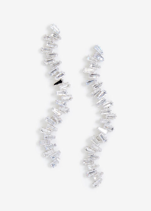 Diamond Cascade Long Drop Earrings, Silver image number 0