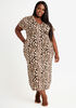 Cozy Lounge Leopard Rib Maxi Dress, Brown Animal image number 0