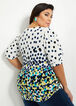 Polka Dot Textured Puff Sleeve Top, White image number 1