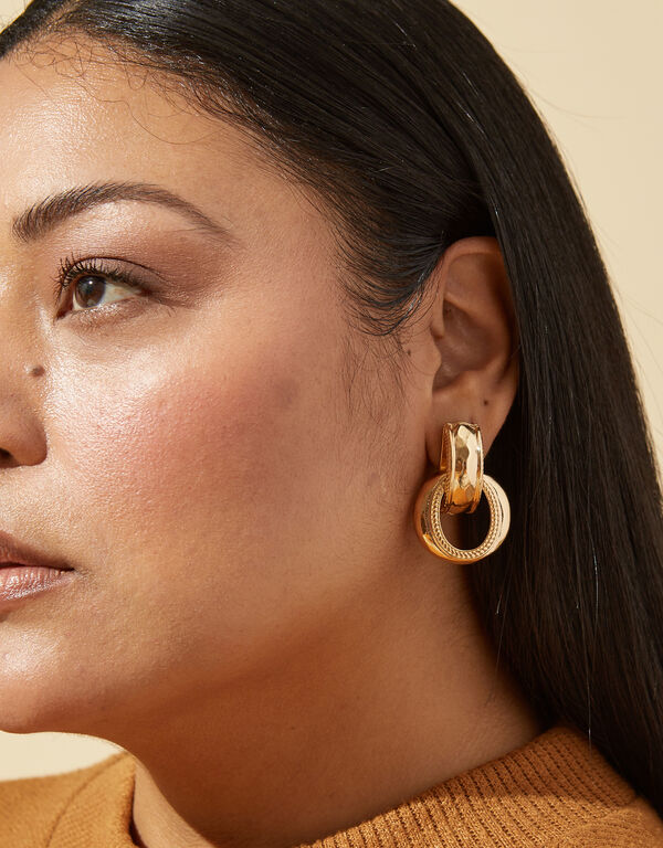 Gold Tone Ring Clip On Earrings, Gold image number 0