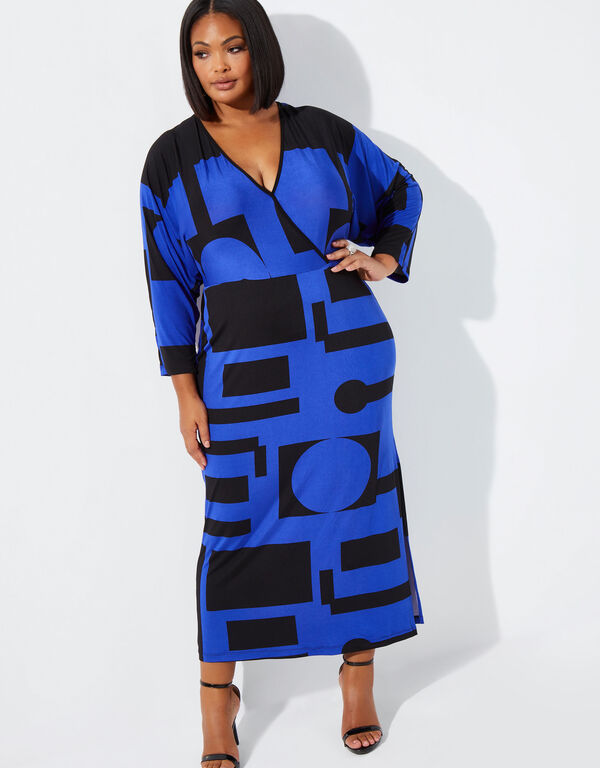 Tall Printed Faux Wrap Maxi Dress, Bluing image number 0