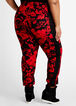 Floral Scuba Athleisure Joggers, Barbados Cherry image number 1