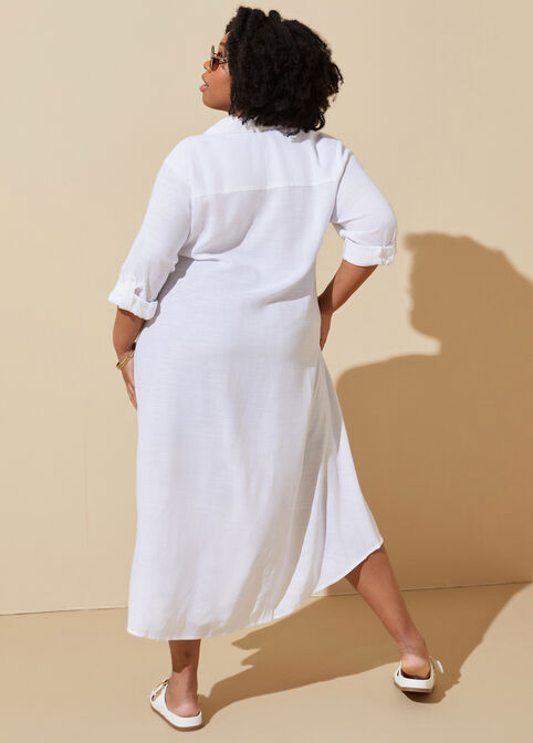 Woven Midi Shirtdress, White image number 1