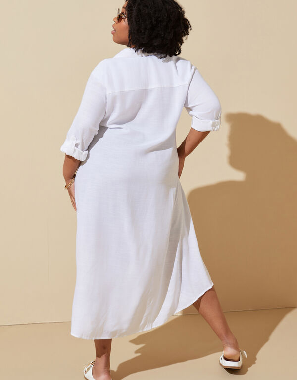 Woven Midi Shirtdress, White image number 1