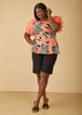 Ruffled Floral Print Peplum Top, LIVING CORAL image number 2