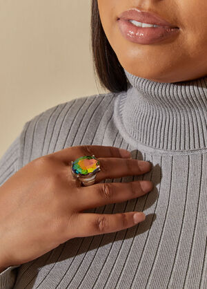 Iridescent Oval Stretch Ring, Multi image number 0