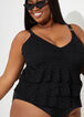 Nicole Miller Tiered Swimsuit, Black image number 2