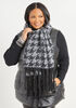 Houndstooth Knitted Scarf, Black Combo image number 1