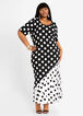 Dot Colorblock Knit Maxi Dress, Black White image number 0